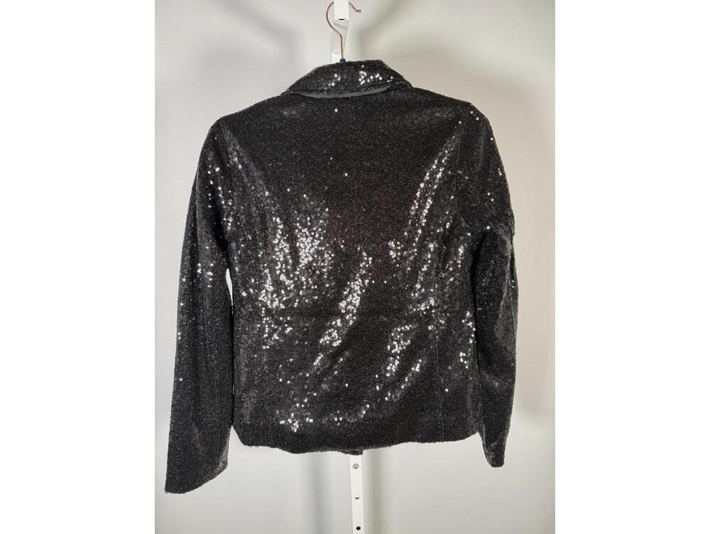 NWT Colleen Lopez Black Sequin Moto Jacket Sparkly Blazer Size XS - Picture 4 of 7